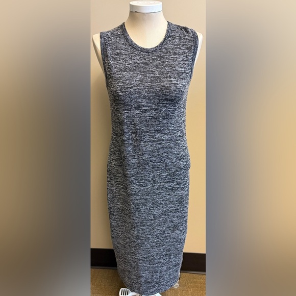 Joe Fresh Gray grey Sleeveless stretchy minimalist Sheath Midi Dress size Medium - Picture 2 of 9